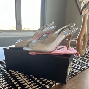 Nina silver peep toe pumps